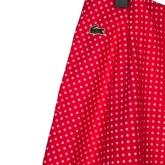 Lacoste Pink Polka Dot A Line Cotton Stretch Midi Swing Skirt Size 44 US 14 - Picture 6 of 7